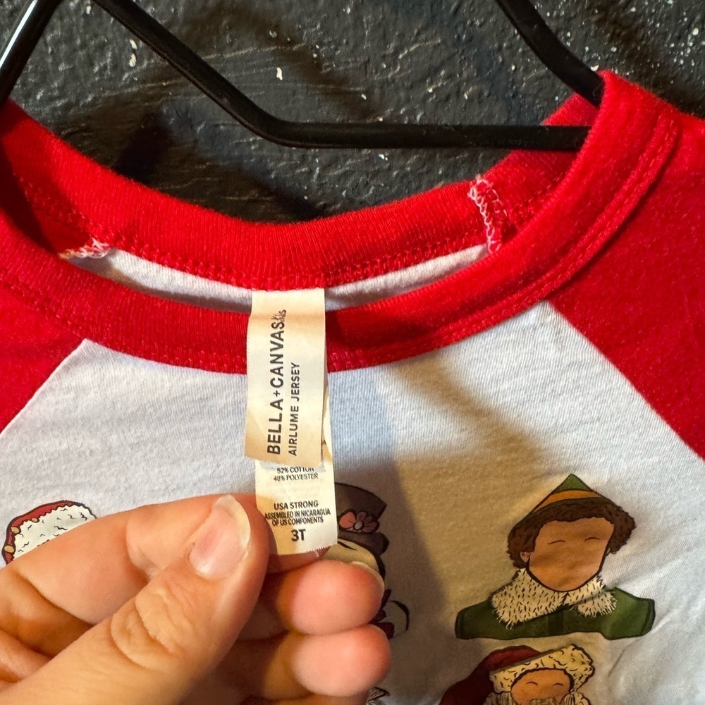 Bella Canvas Red and White Christmas Kids' Tee - Picture 3 of 4